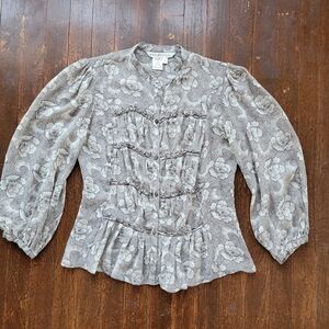 Max Studio Gray Floral Blouse
